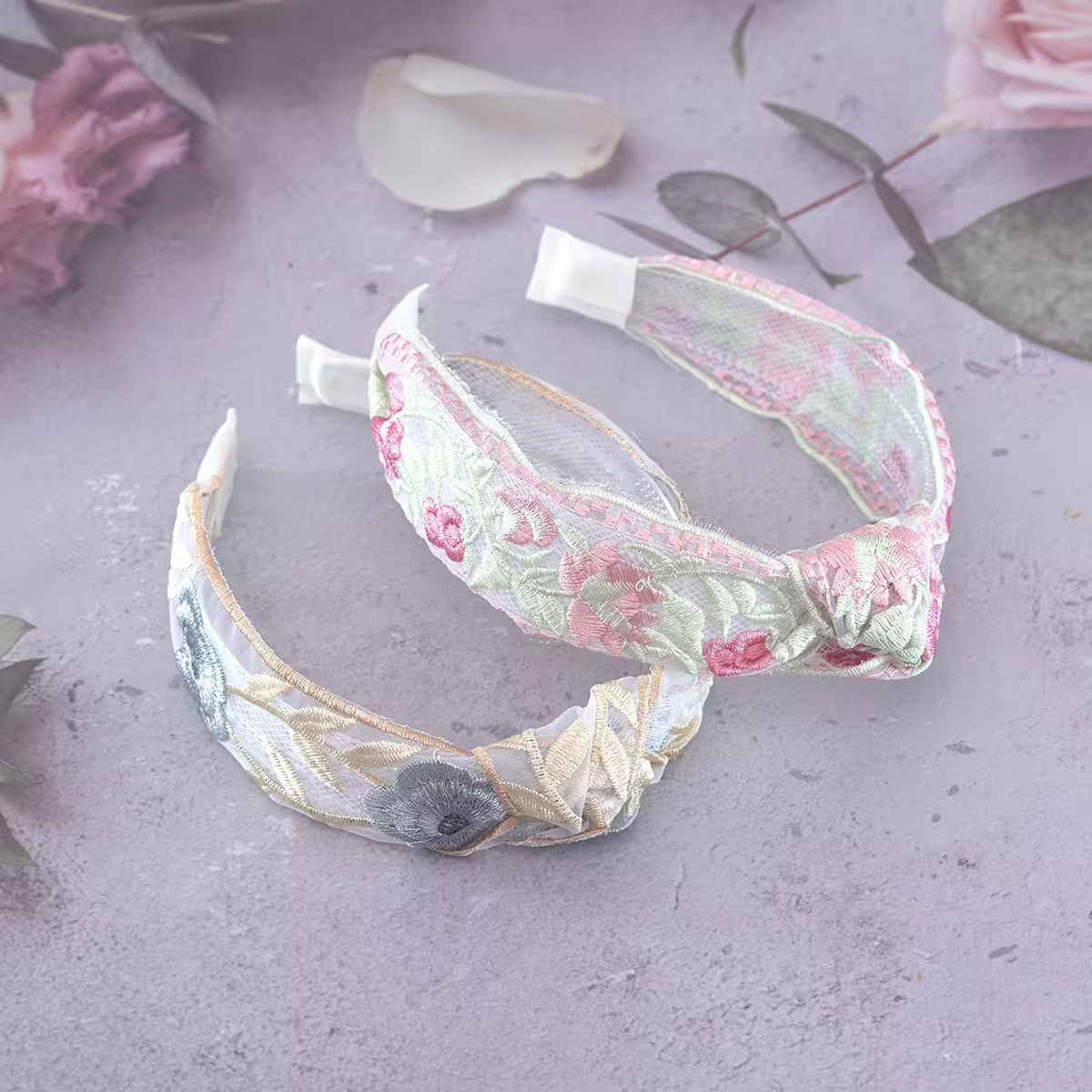 扭結綠意紅花刺繡×髮箍-第5張