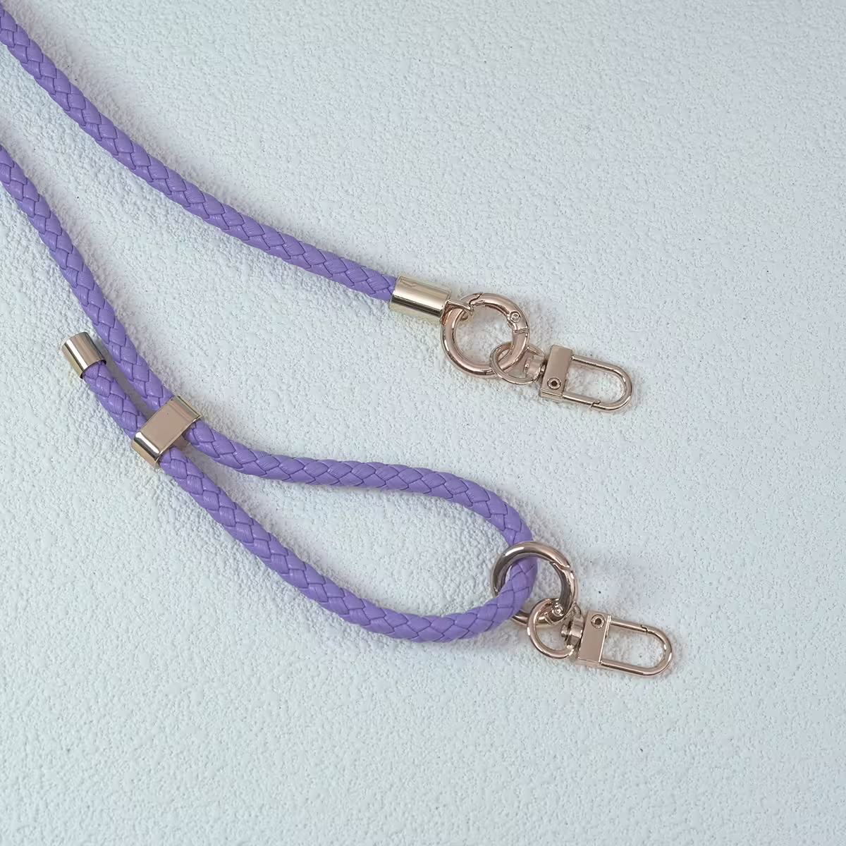 皮革編織×長度可調×手機斜背雙勾掛繩×紫色-第4張