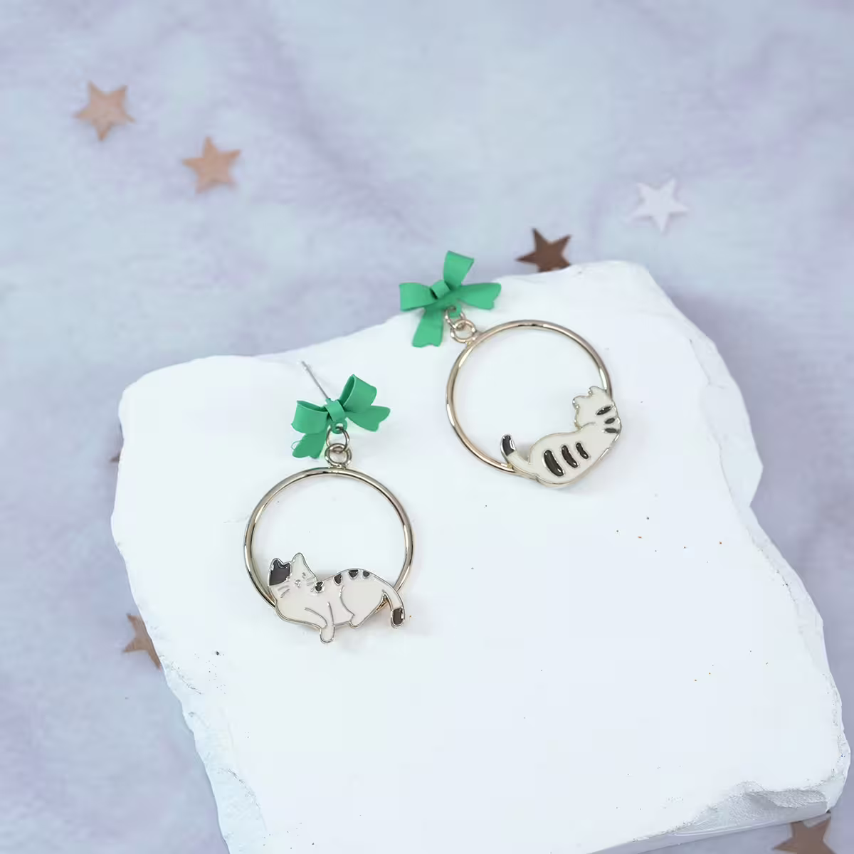 慵懶的貓咪×不對稱吊墜耳環-第5張