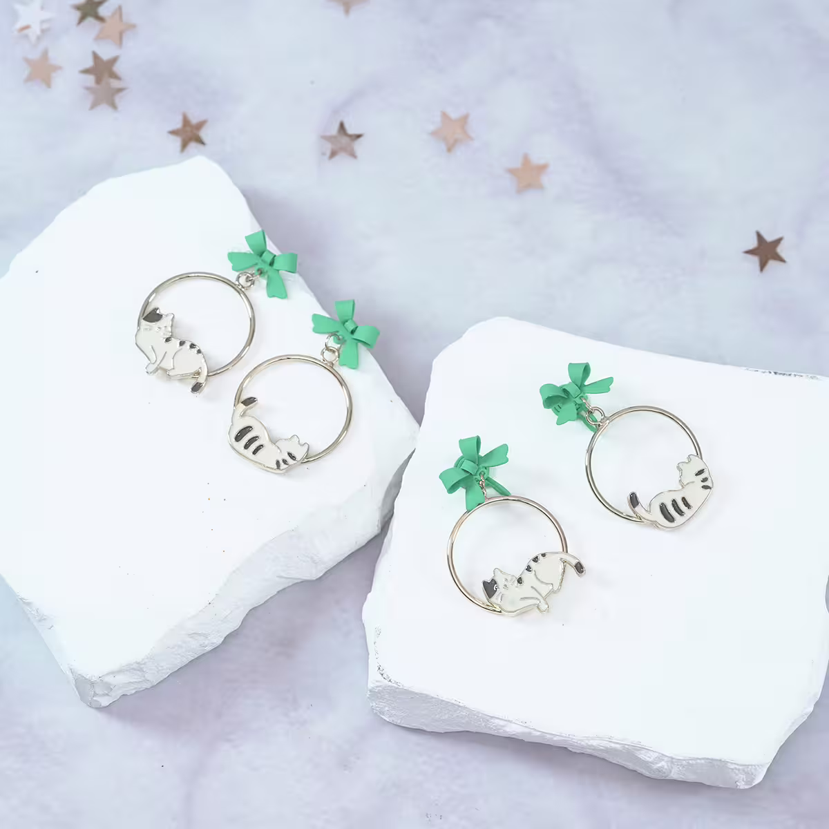 慵懶的貓咪×不對稱蚊香盤U型耳夾-第5張