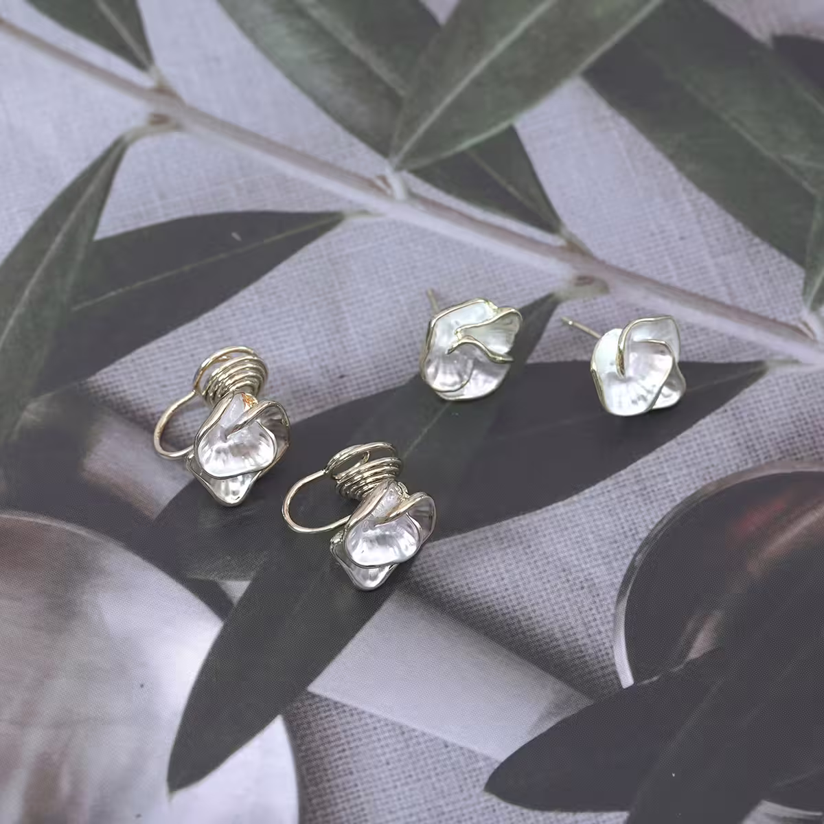 純白山茶花×吊墜耳環-第4張