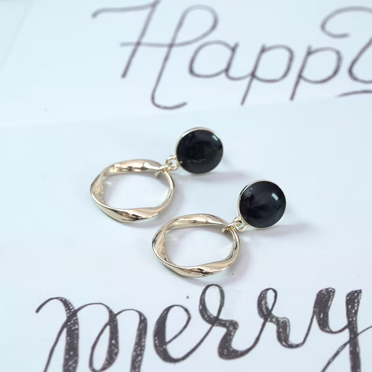 黑圓圈不規則外框×吊墜耳環-第3張