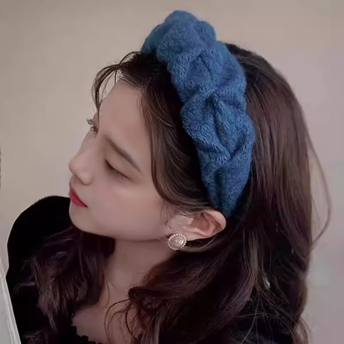 克萊因藍毛衣布×髮箍-第5張