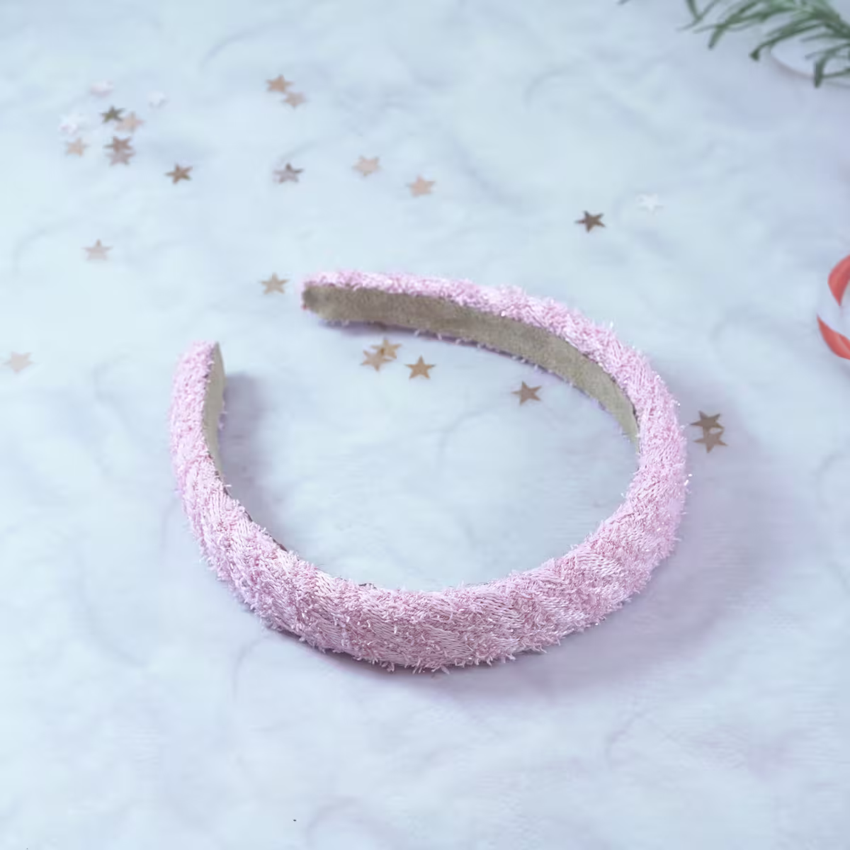 素面粉紅毛呢×髮箍×共二色-第5張