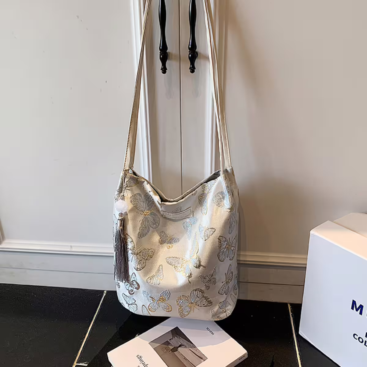 東方蝴蝶刺繡×肩背包×白色-第2張