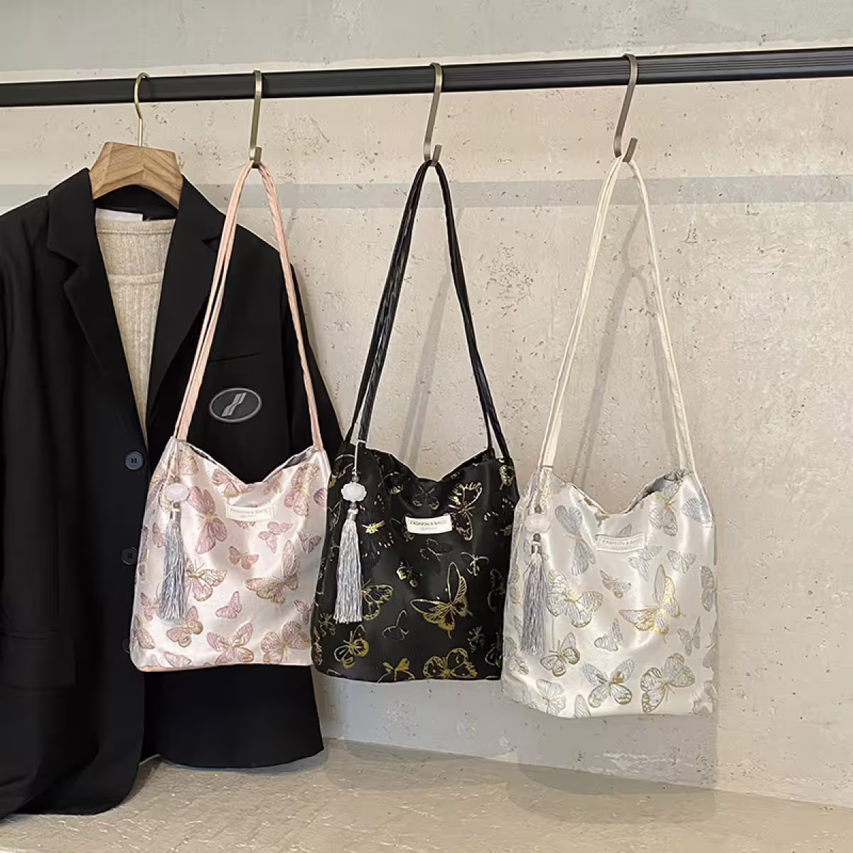 東方蝴蝶刺繡×肩背包×白色-第6張