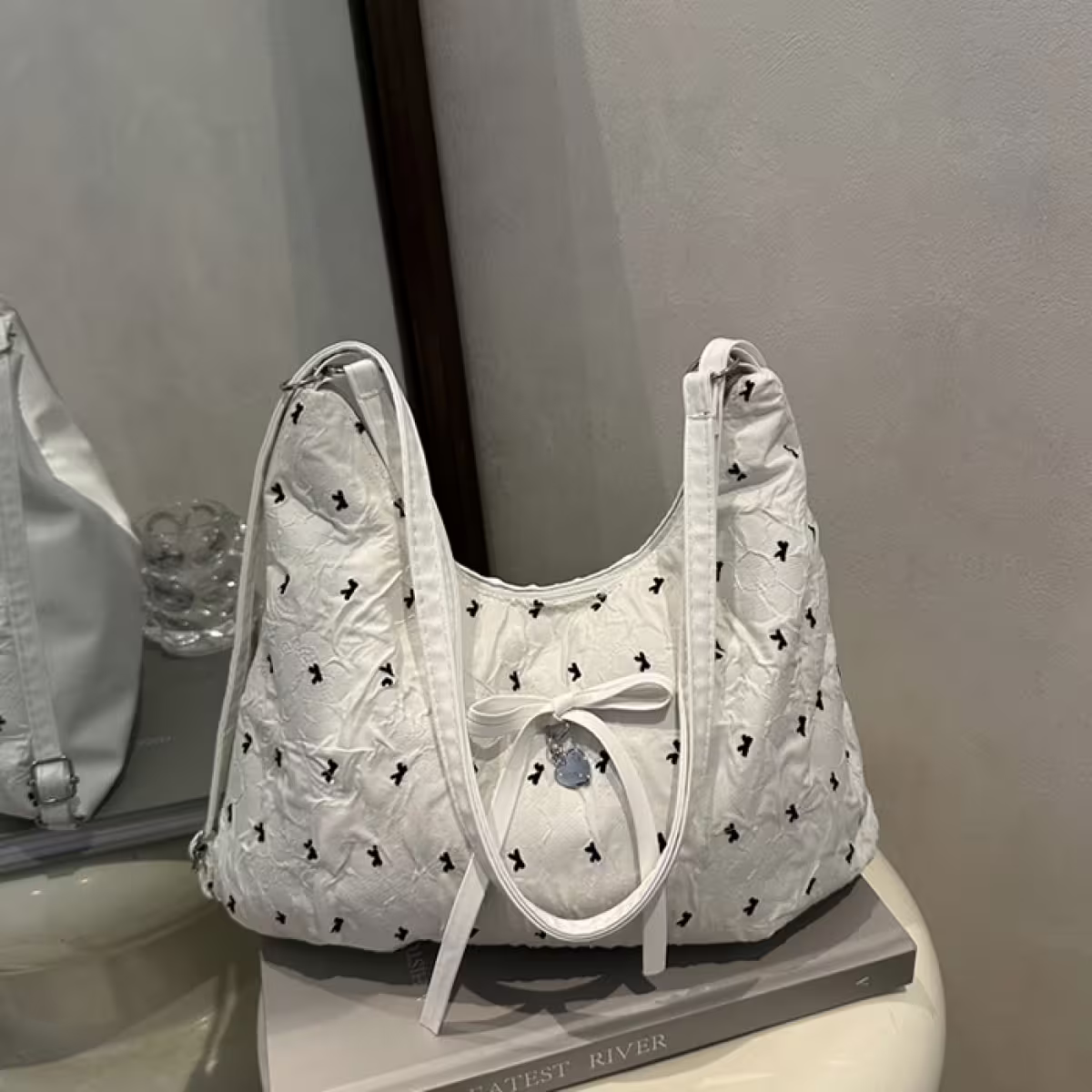 甜心蝴蝶結抓皺感×變形後背包×白色-第2張