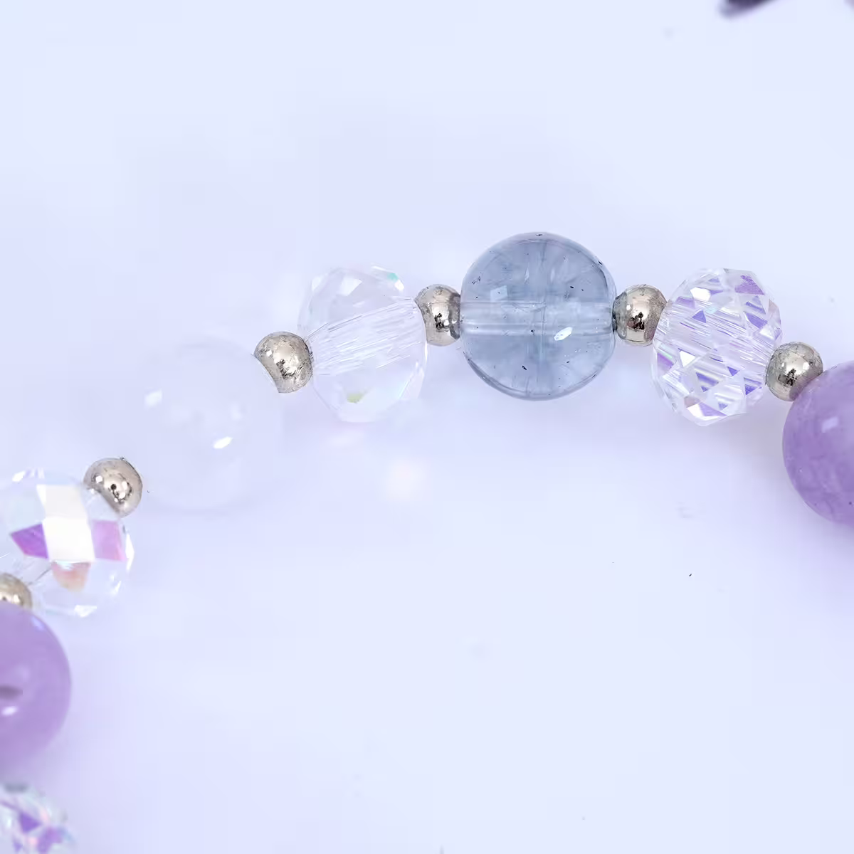 晶球貝殼花紫琉璃×固定式串珠手鍊×紫色-第5張