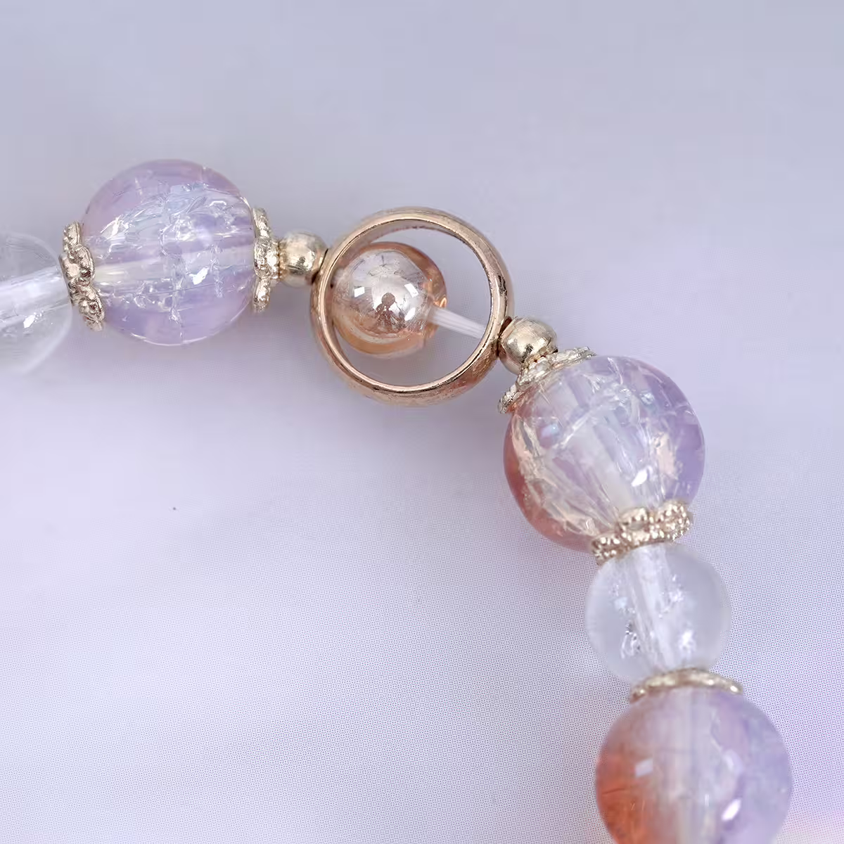 橙橘清白晶透水滴×固定式串珠手鍊-第5張