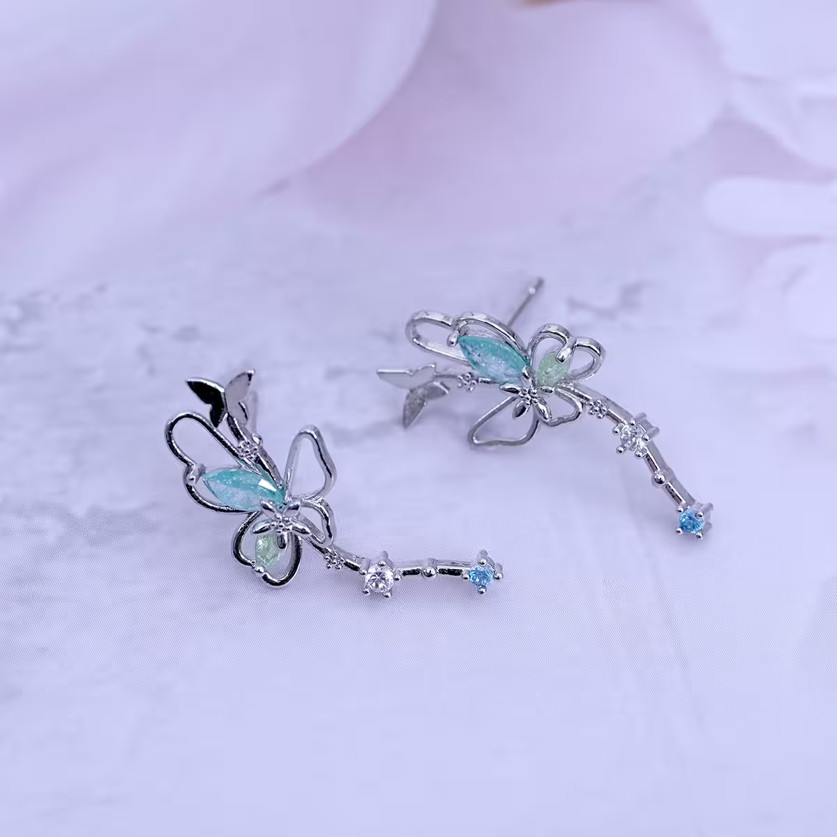 水藍甜酷蝴蝶×吊墜耳環-第2張