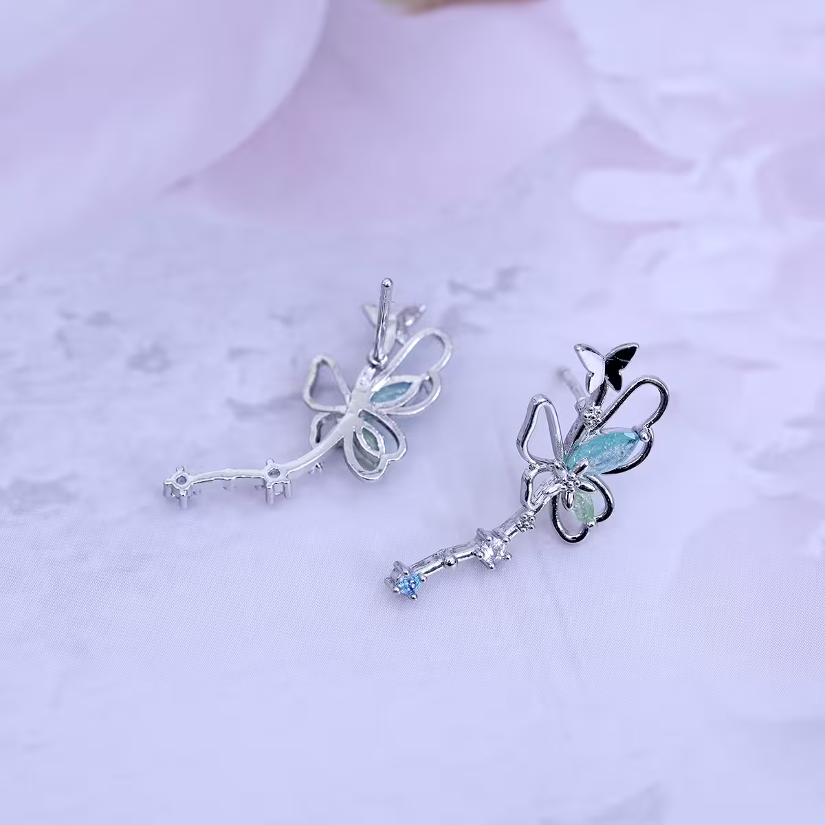 水藍甜酷蝴蝶×吊墜耳環-第3張