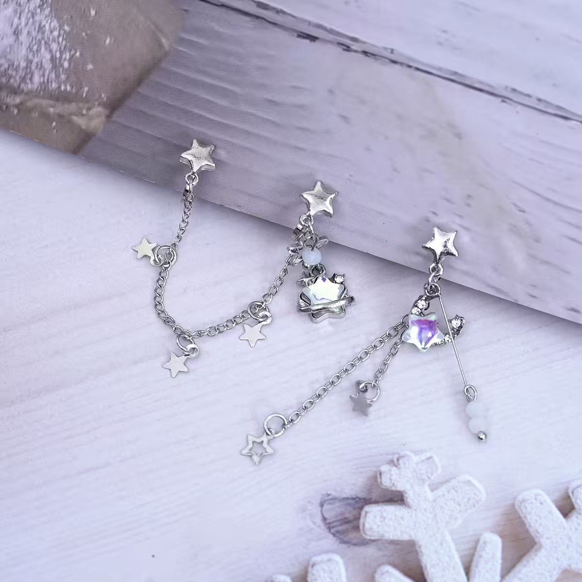 流星趕月&times;耳骨三角耳夾-第1張