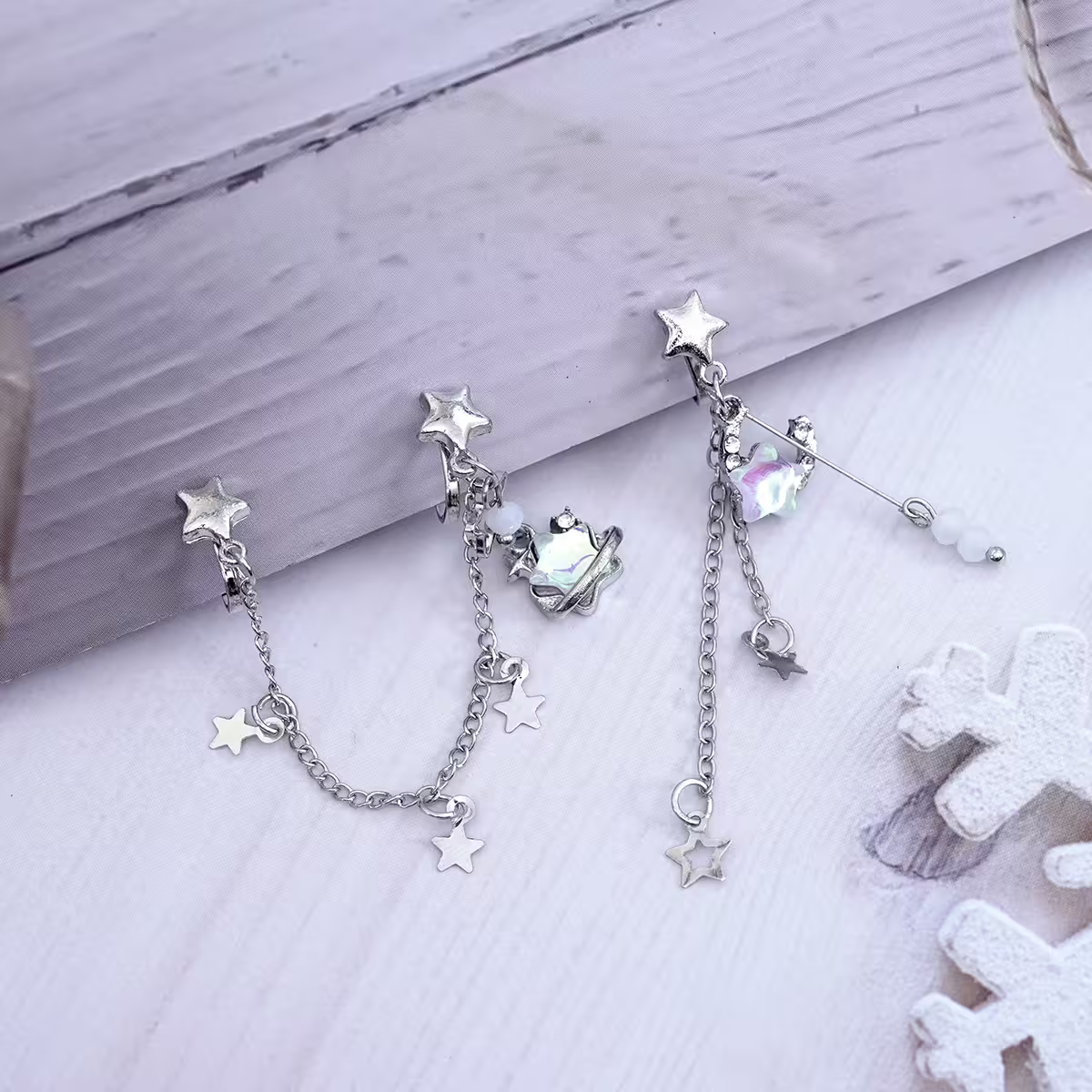 流星趕月&times;耳骨三角耳夾-第2張