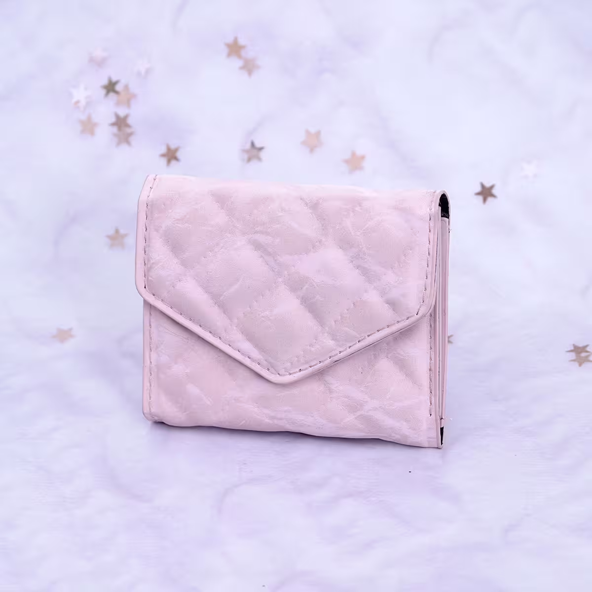 信封爆閃麂皮×三折短皮夾×粉紅-第2張