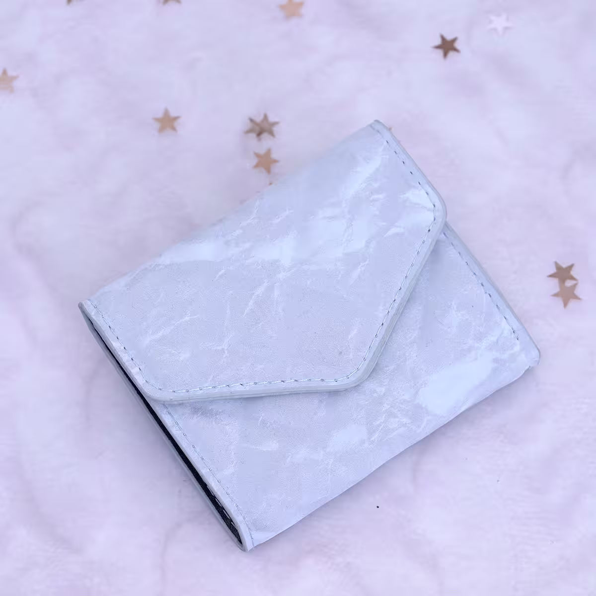 信封爆閃麂皮&times;三折短皮夾&times;藍色-第3張