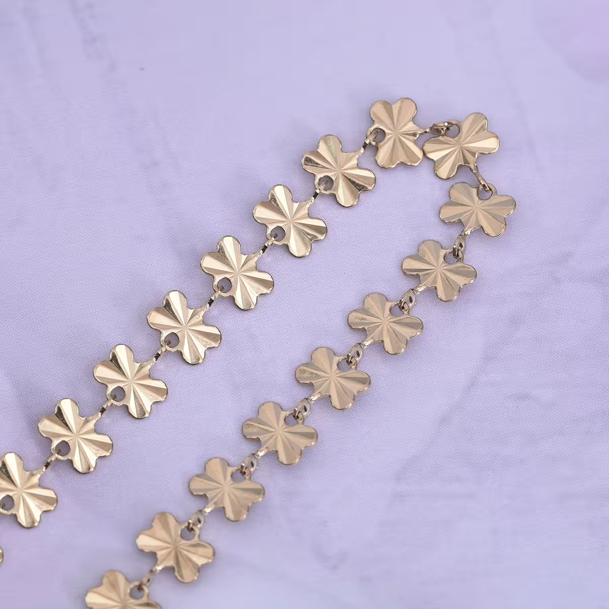 316鋼飾×四葉草壓花紋 ×手鍊×金色-第5張