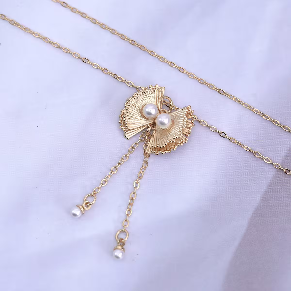 扇貝珍珠流蘇×鎖骨項鍊-第4張