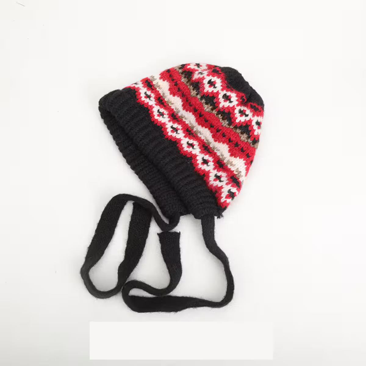 費爾島毛線格紋×毛帽×黑紅-第2張