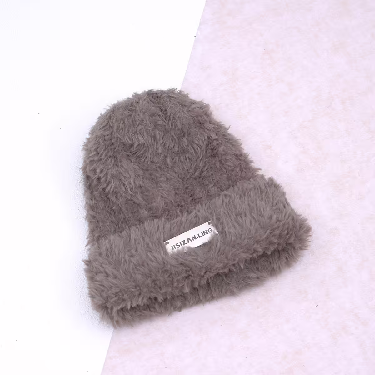 金屬標牌仿貂毛×毛帽×棕咖-第1張