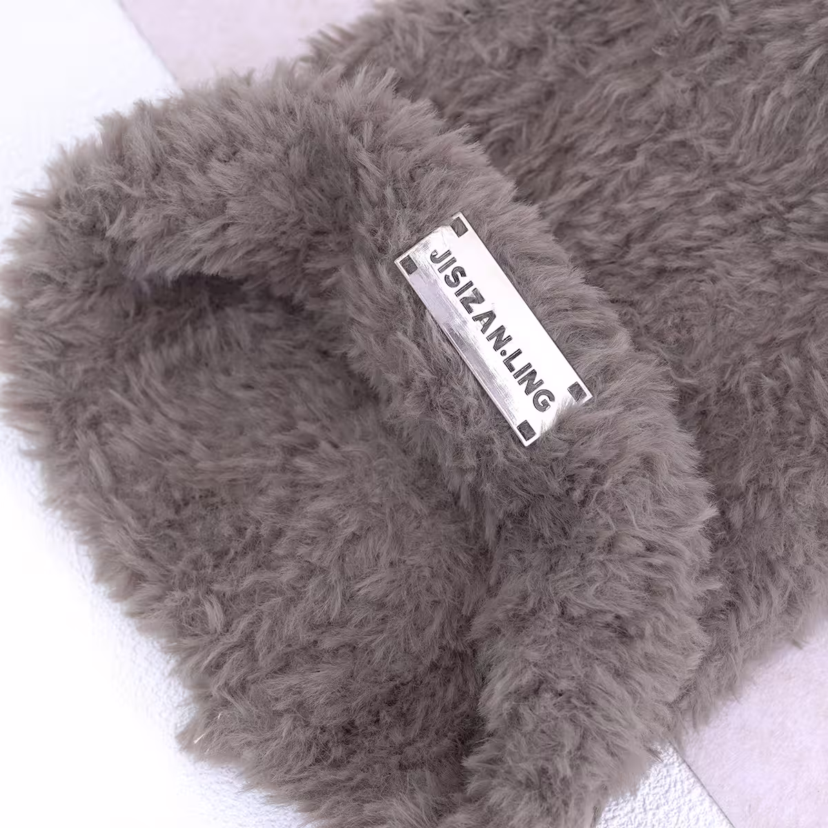 金屬標牌仿貂毛×毛帽×棕咖-第3張