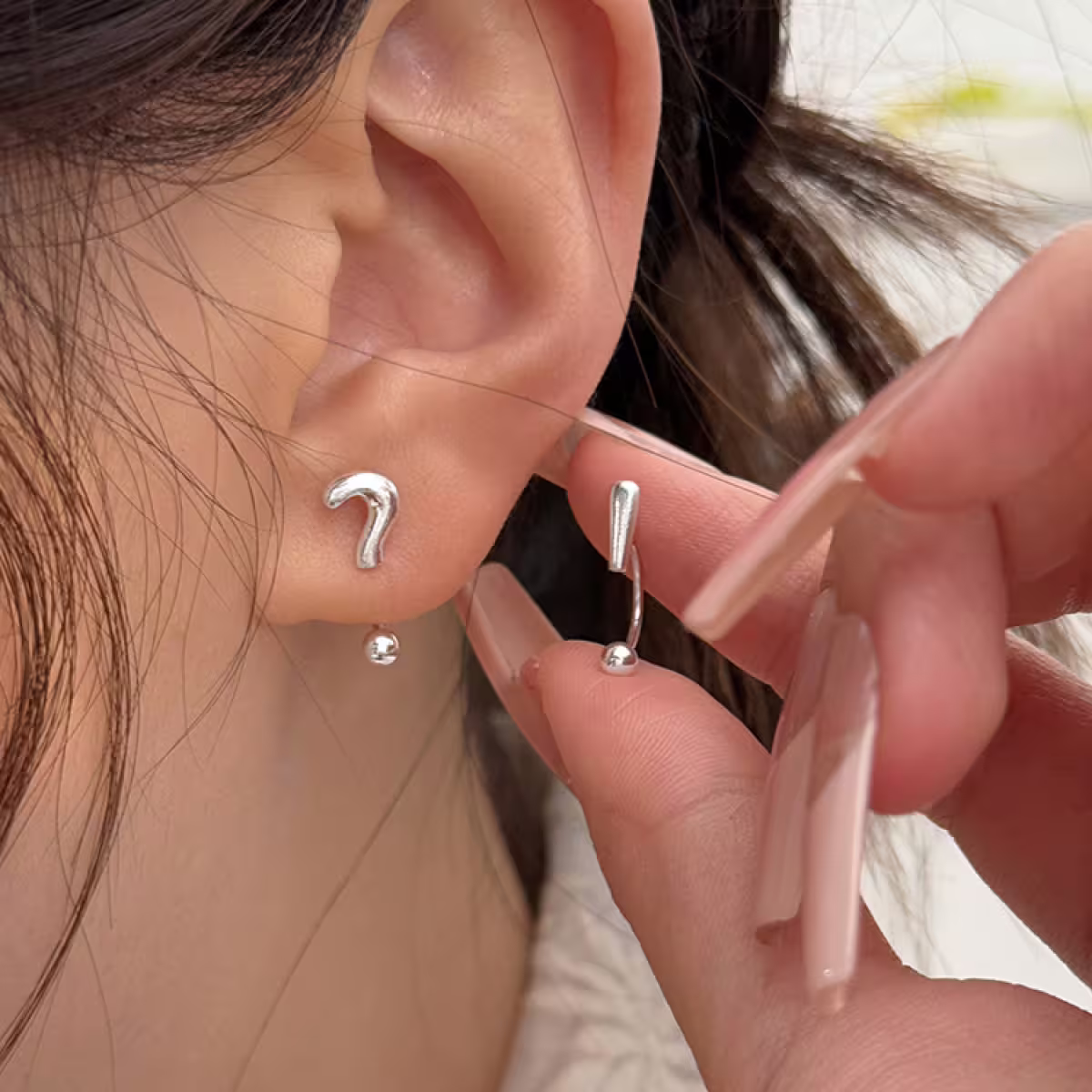 925耳針×問號驚嘆號×轉珠耳環-第6張