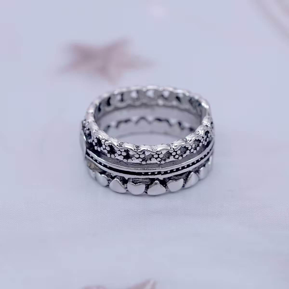 復古寬版愛心×開口戒指-第4張