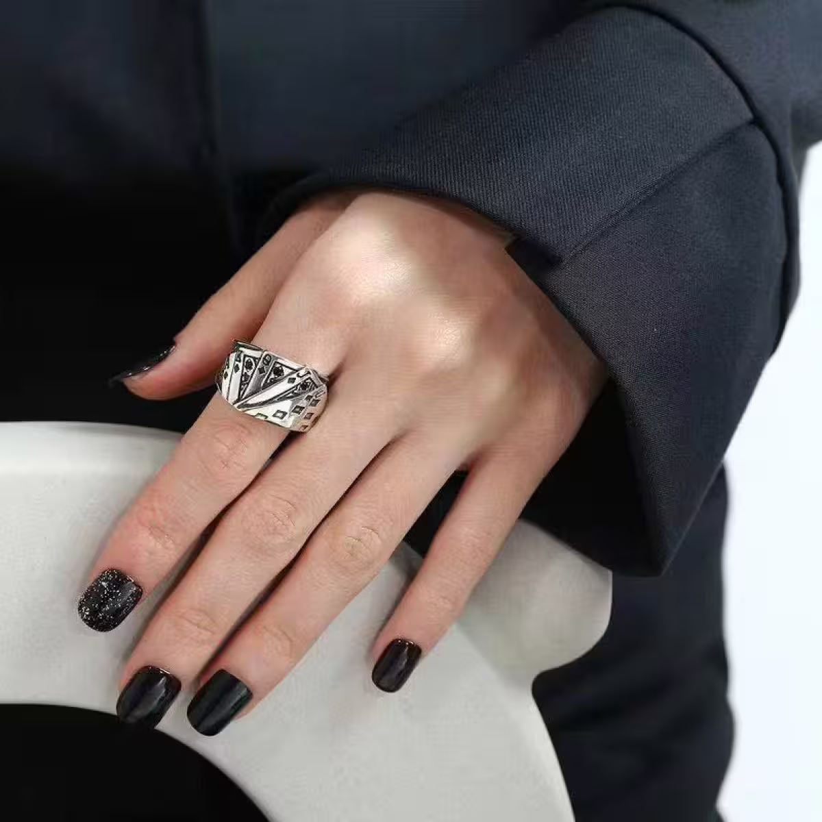 寬版撲克牌×開口戒指-第6張