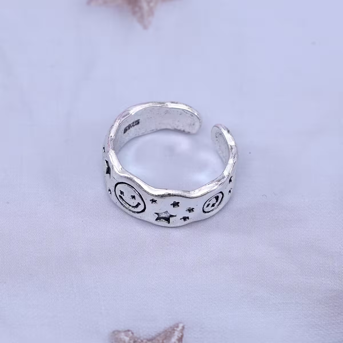 寬版笑臉星星×開口戒指-第4張