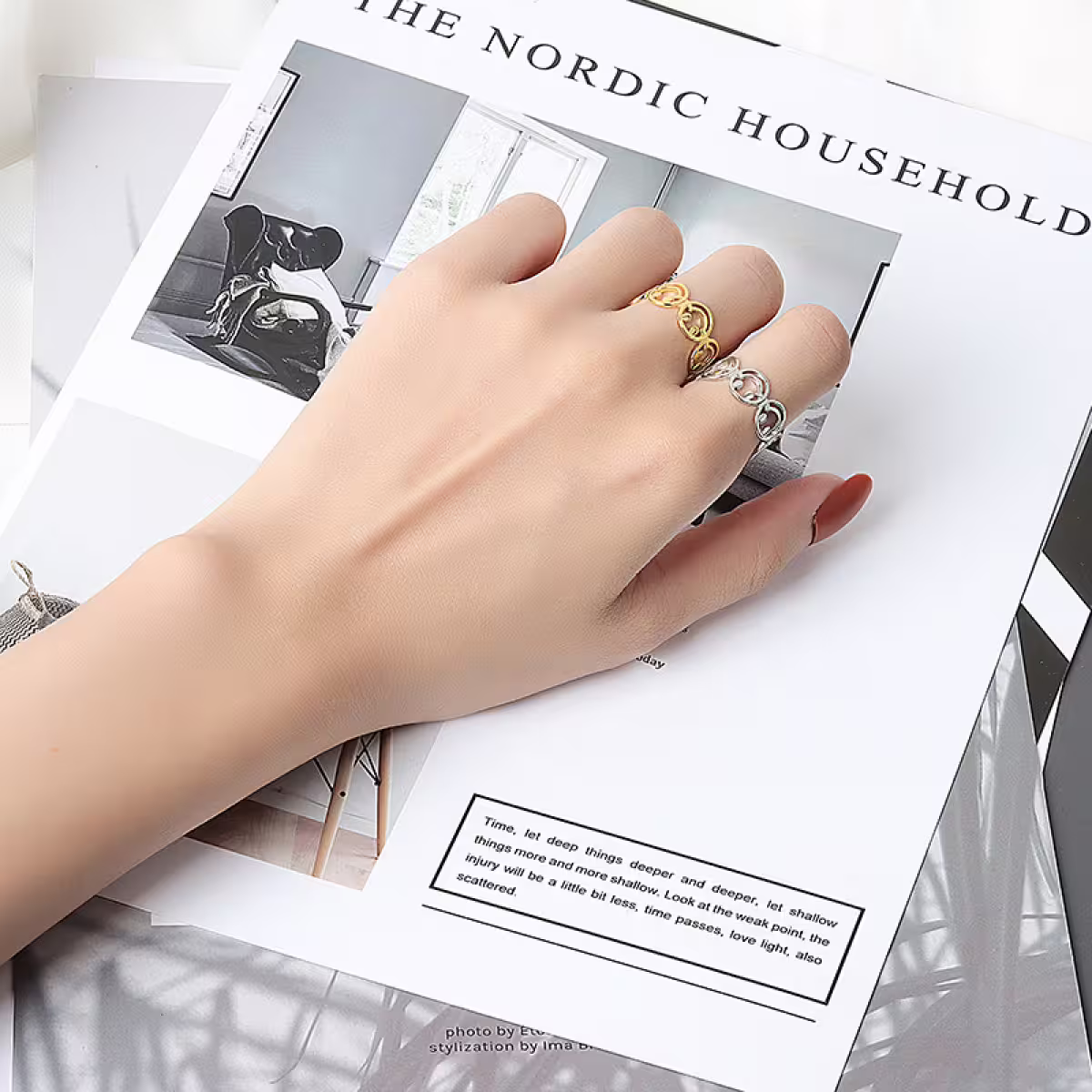 笑臉排列鏤空晶鑽&times;開口戒指&times;共二色-第6張