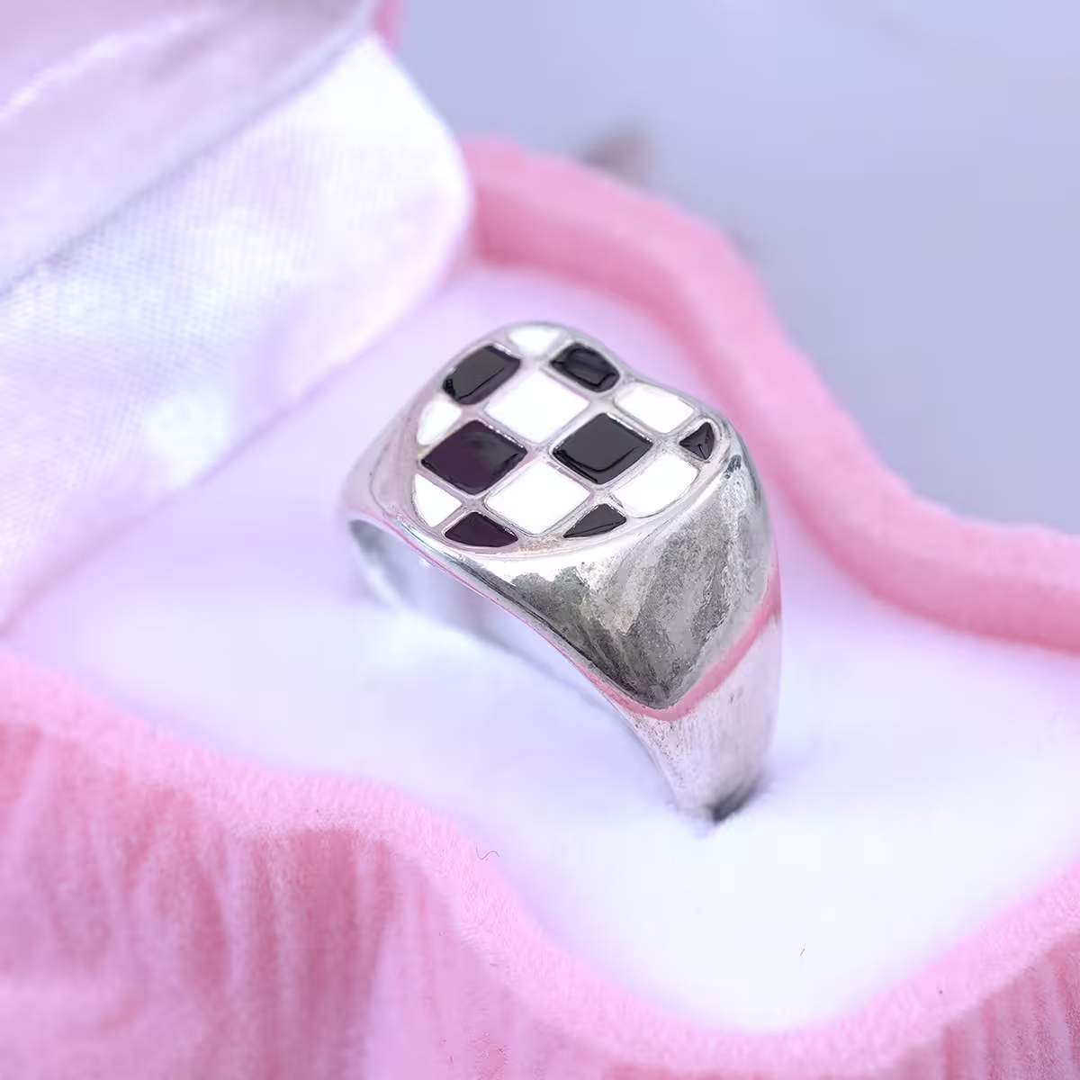 黑白棋盤×開口戒指×共二色-第4張