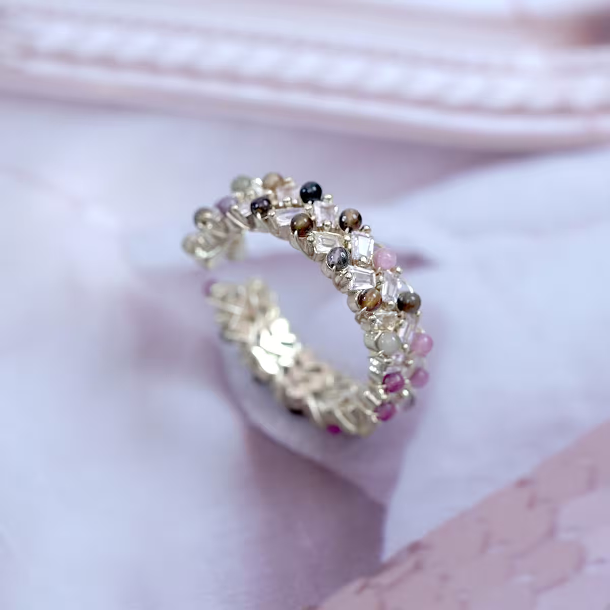 琉璃晶鑽小串珠×開口戒指-第1張