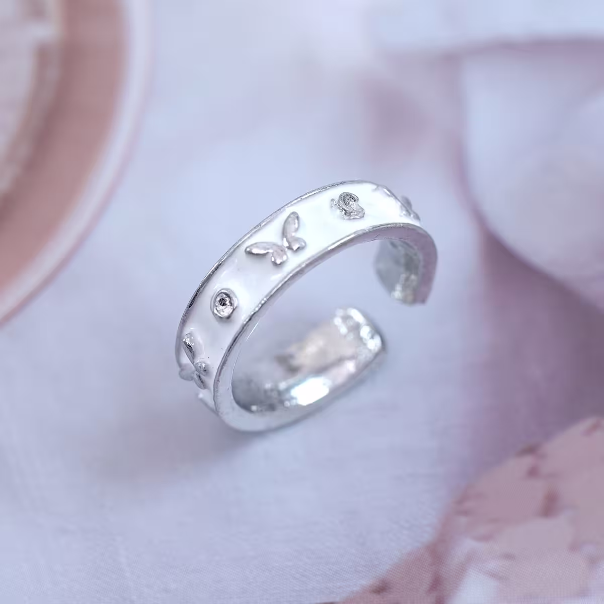 溫柔白色小蝴蝶×開口戒指-第1張