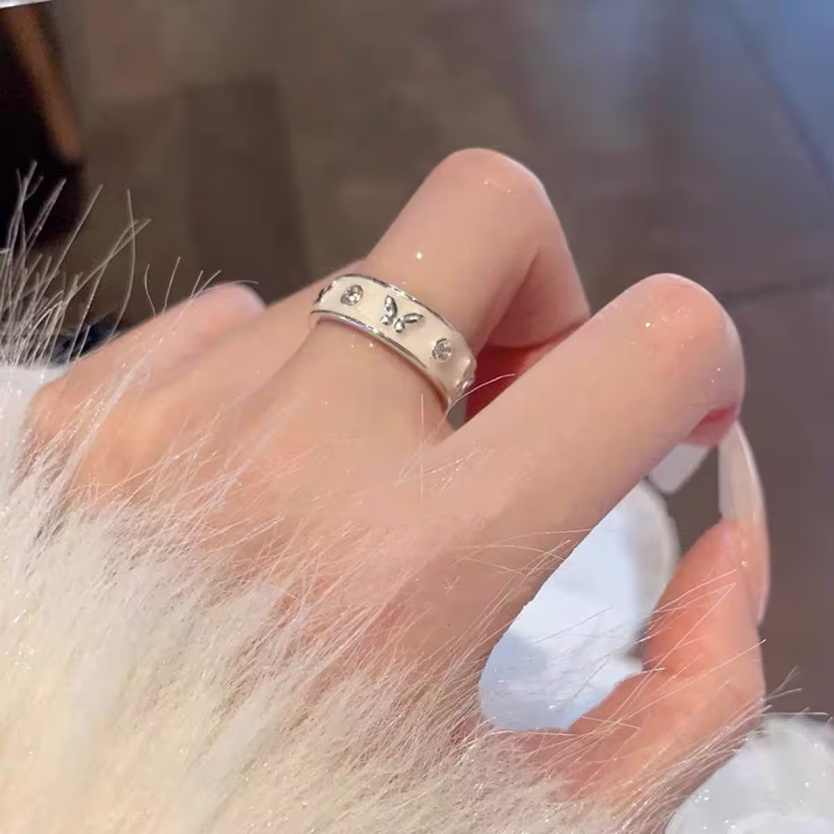 溫柔白色小蝴蝶×開口戒指-第6張