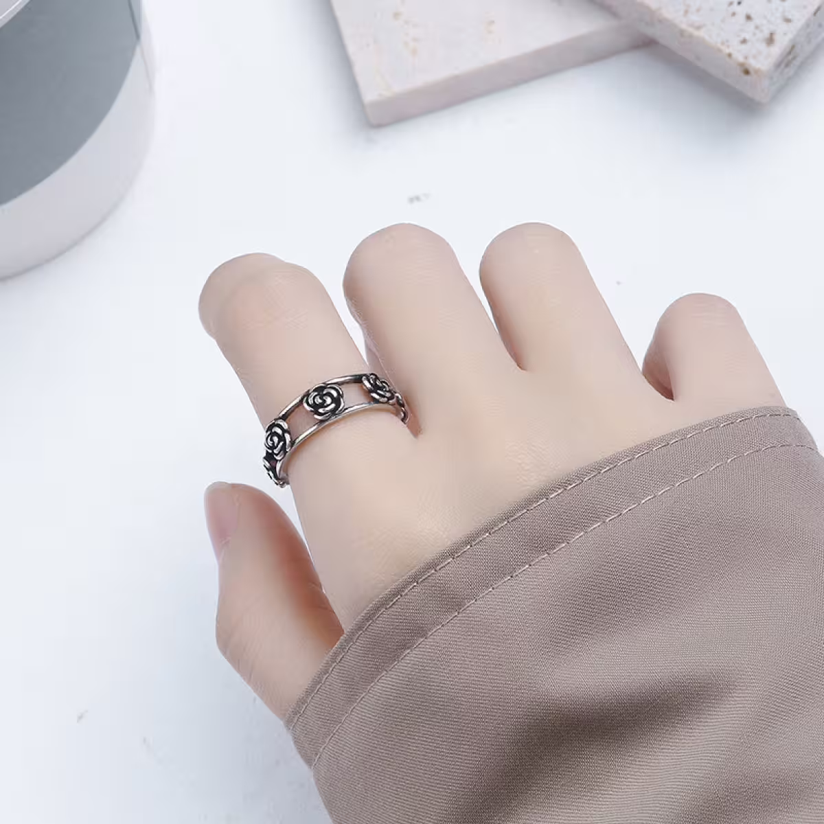 復古玫瑰花×開口戒指-第6張