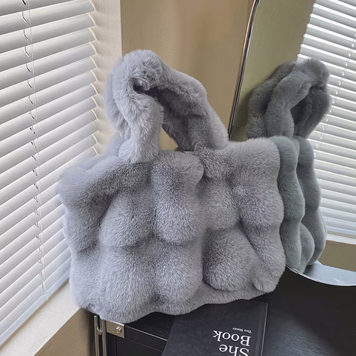 毛毛波堤×肩背袋×灰色-第2張