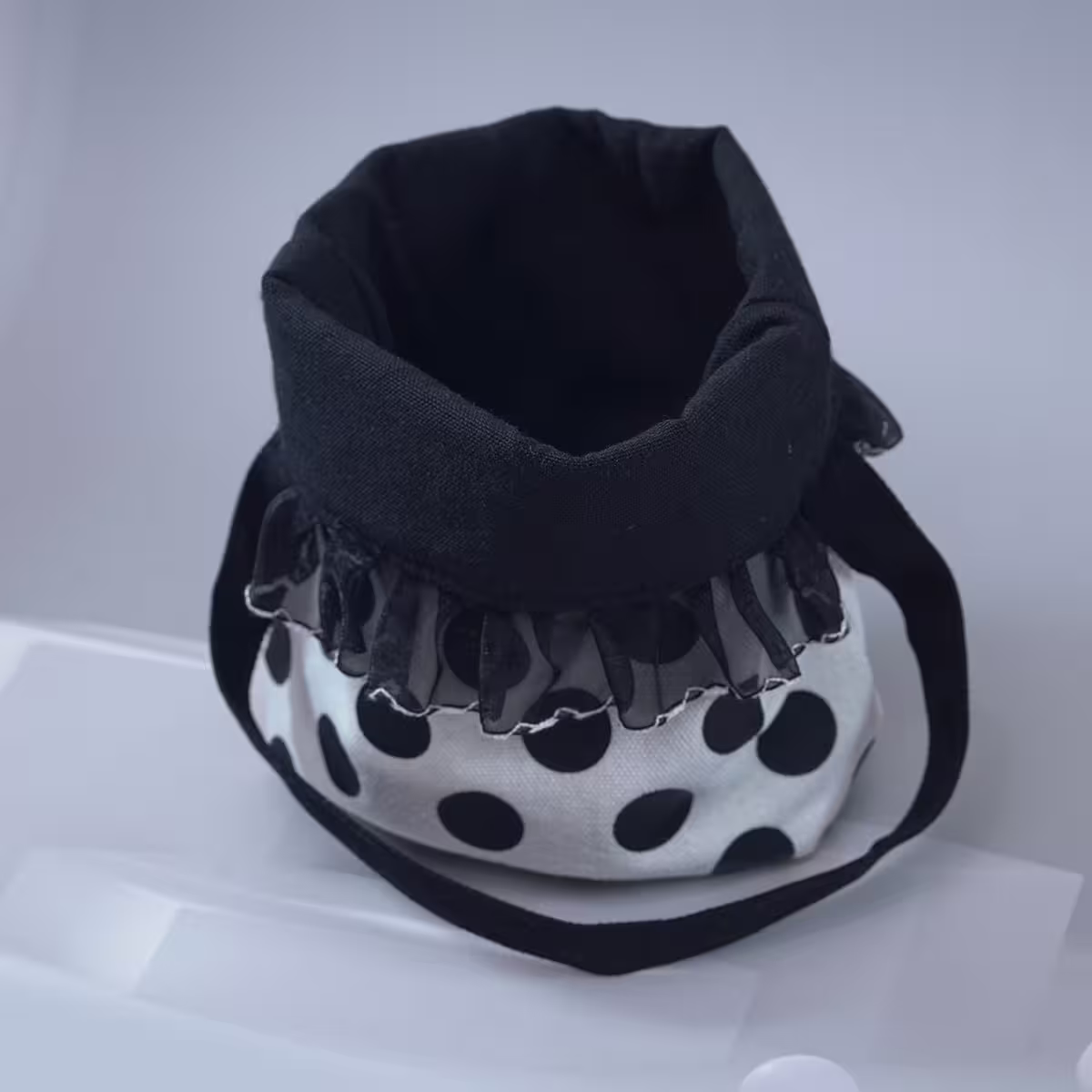 蕾絲邊韓文×輕巧手提袋×點點-第2張