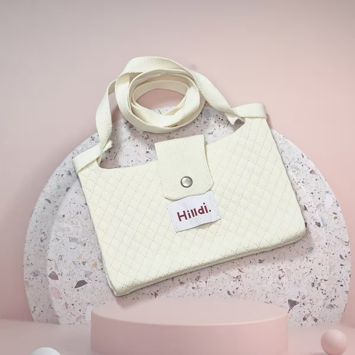 快樂多巴胺×單色針織×斜背包×白色-第1張