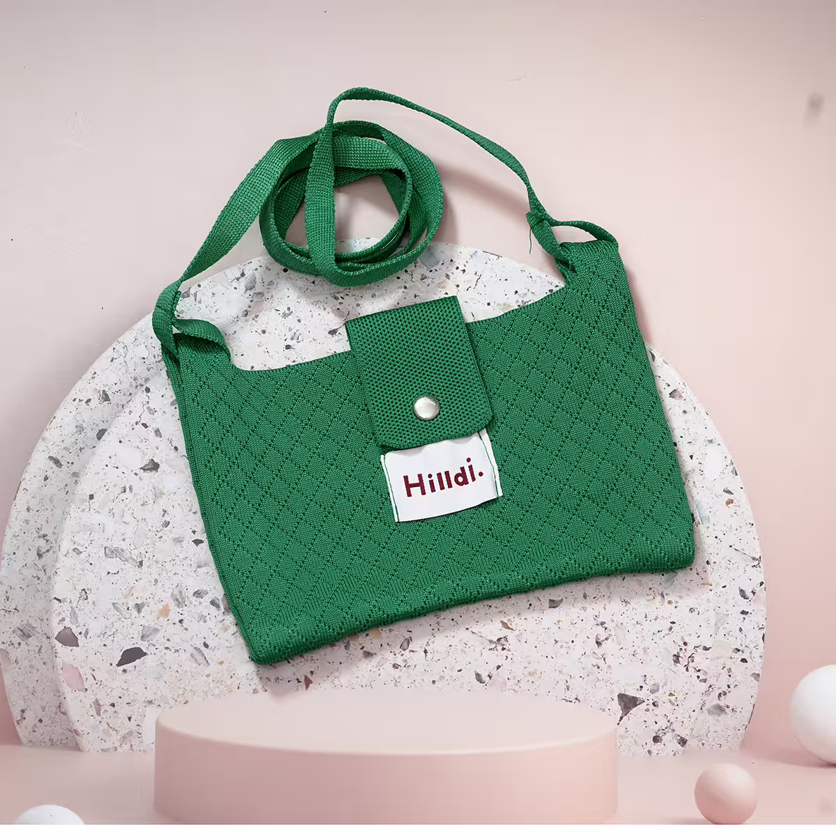 快樂多巴胺×單色針織×斜背包×綠色-第1張