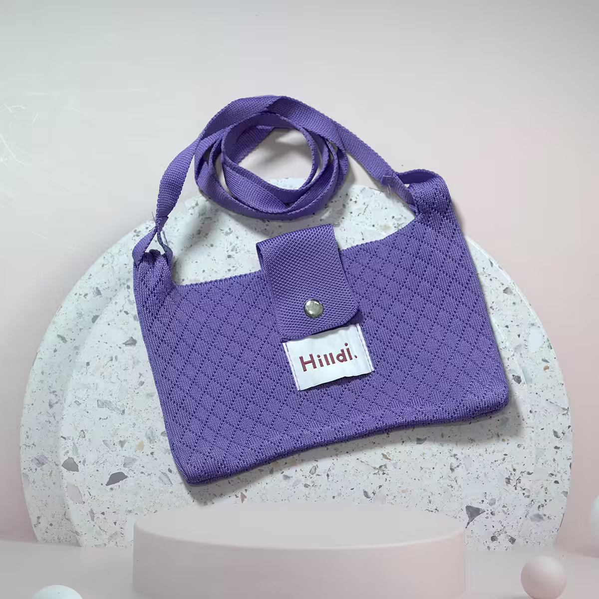 快樂多巴胺×單色針織×斜背包×紫色-第1張