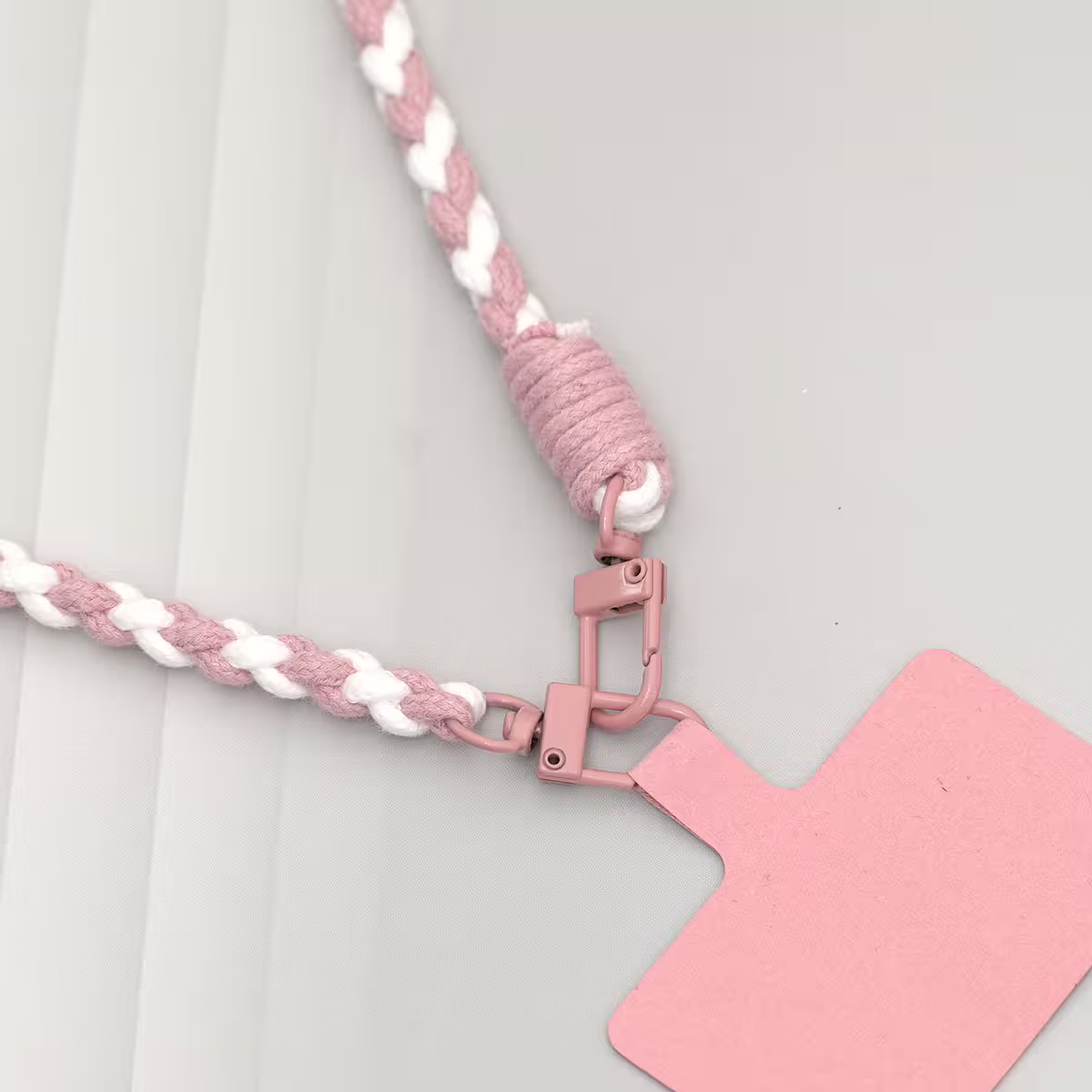 細繩雙色小麻花&times;手機斜背雙勾掛繩&times;粉+白-第3張