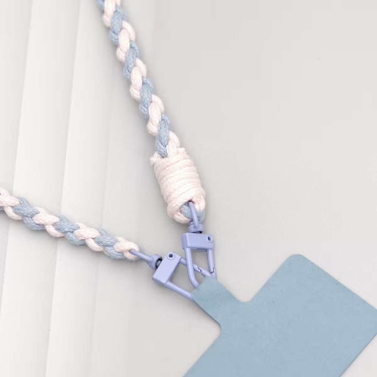 細繩雙色小麻花&times;手機斜背雙勾掛繩&times;藍+粉-第3張