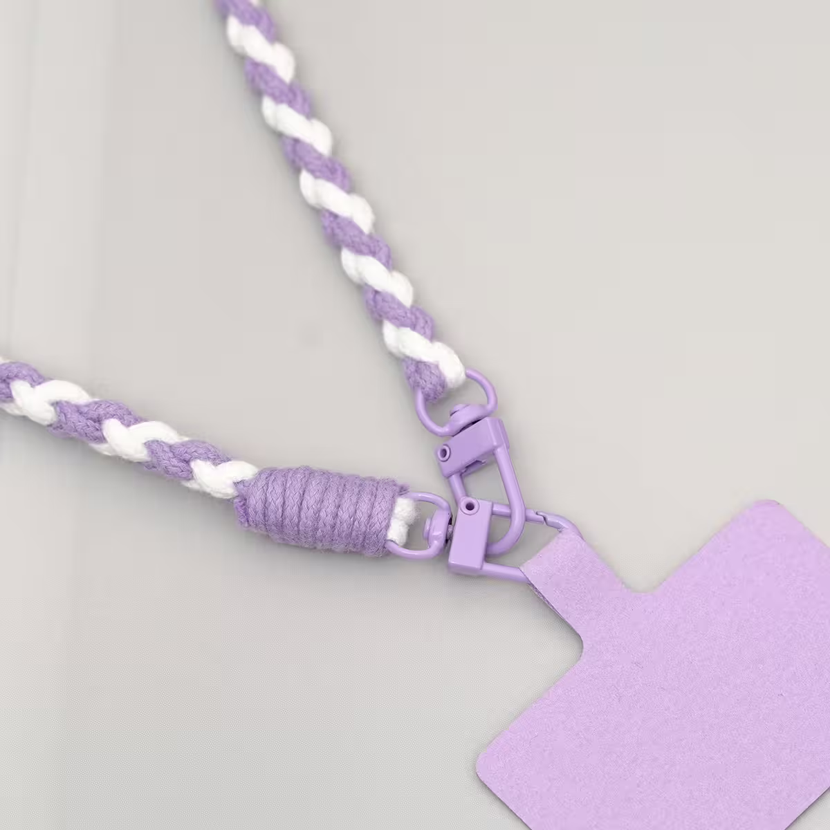 細繩雙色小麻花&times;手機斜背雙勾掛繩&times;紫+白-第3張