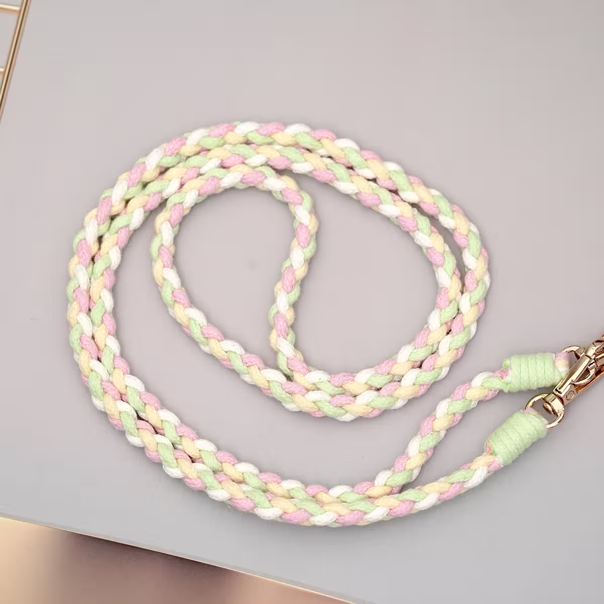 細繩四色小麻花&times;手機斜背雙勾掛繩&times;綠+黃+粉+白-第3張