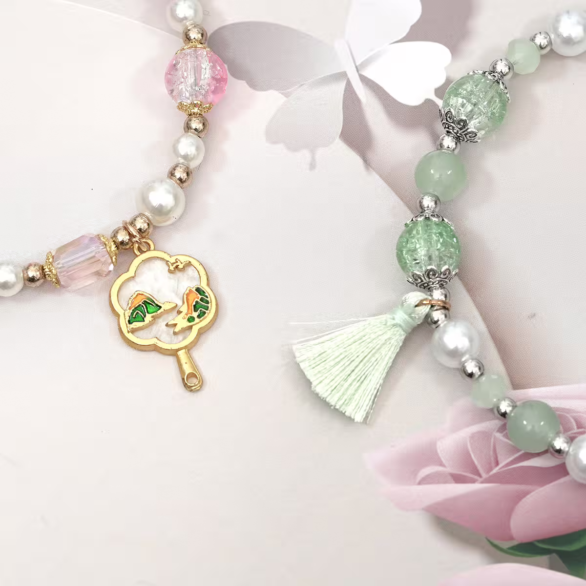 粉紅團扇蝴蝶&times;手機腕帶掛繩-第6張