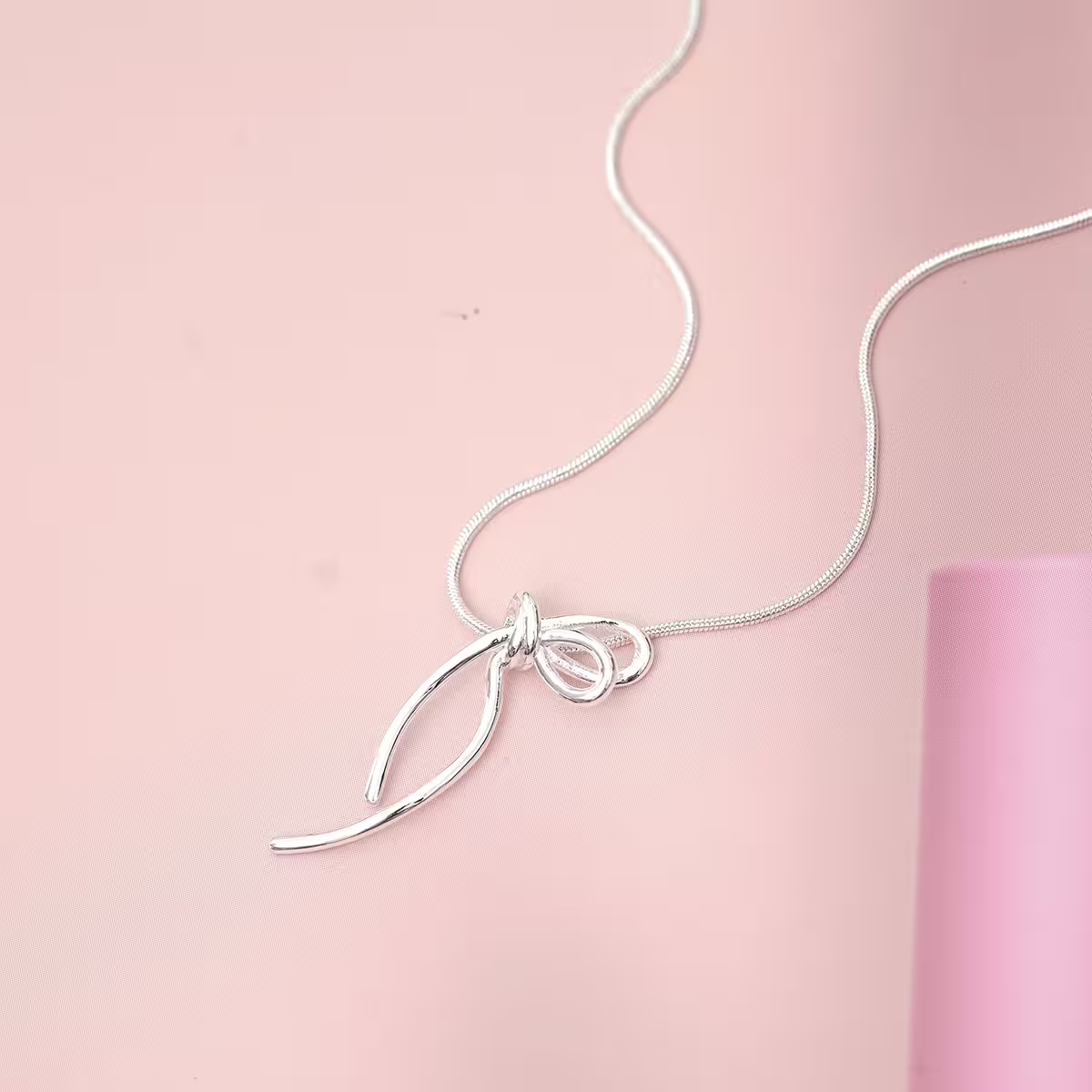 925銀飾&times;隨心線條蝴蝶結&times;鎖骨項鍊-第1張