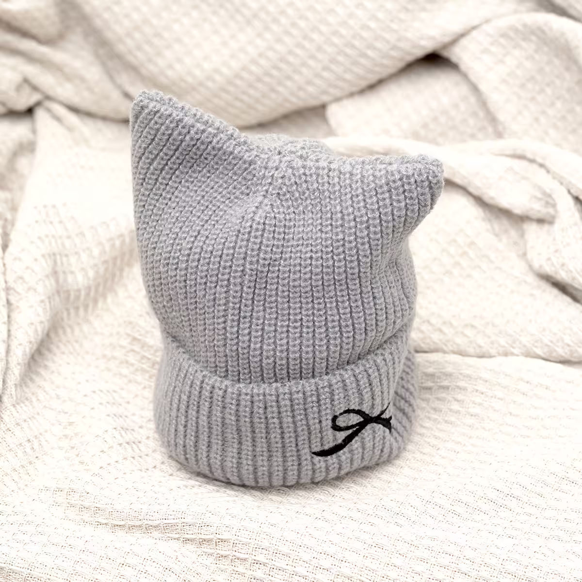 平頭俏貓耳蝴蝶結&times;毛帽&times;灰色-第2張