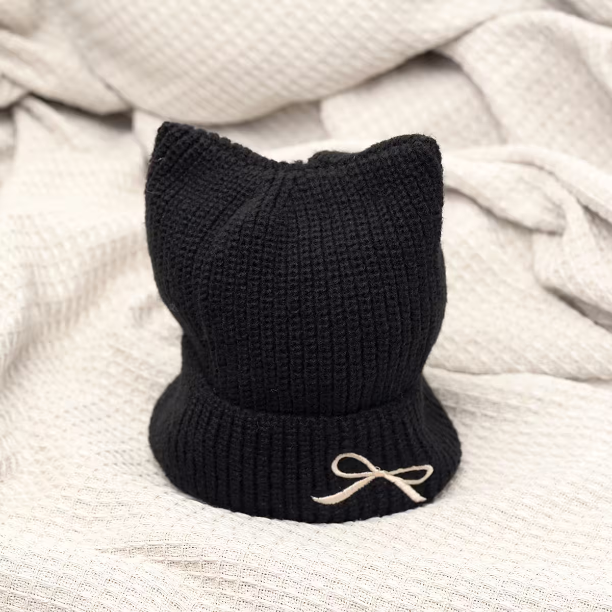 平頭俏貓耳蝴蝶結&times;毛帽&times;黑色-第4張