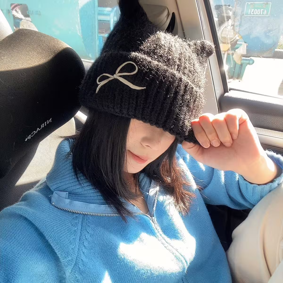 平頭俏貓耳蝴蝶結&times;毛帽&times;灰色-第8張