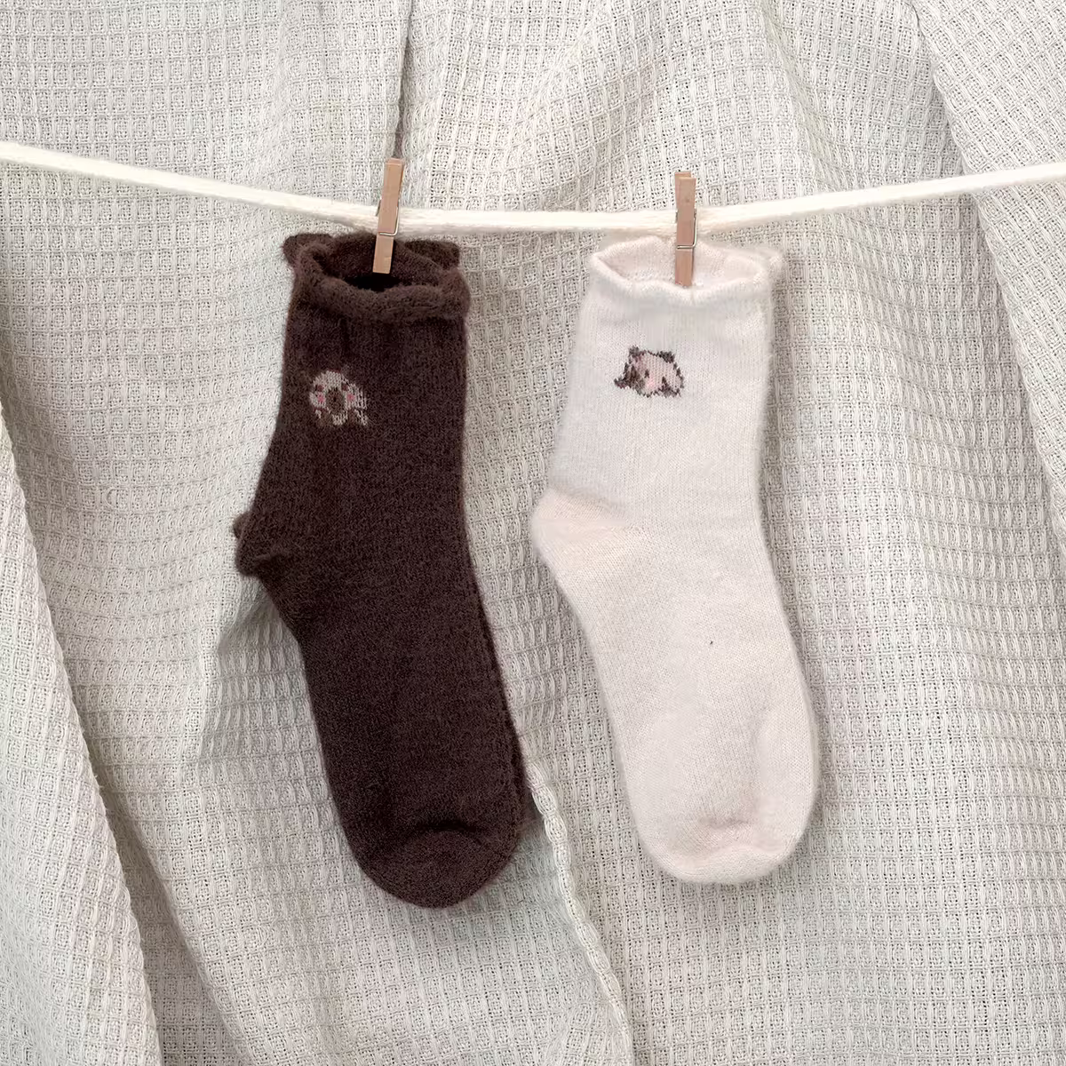 卡皮巴拉毛襪&times;中筒襪&times;二雙套件襪子組&times;暖咖-第2張