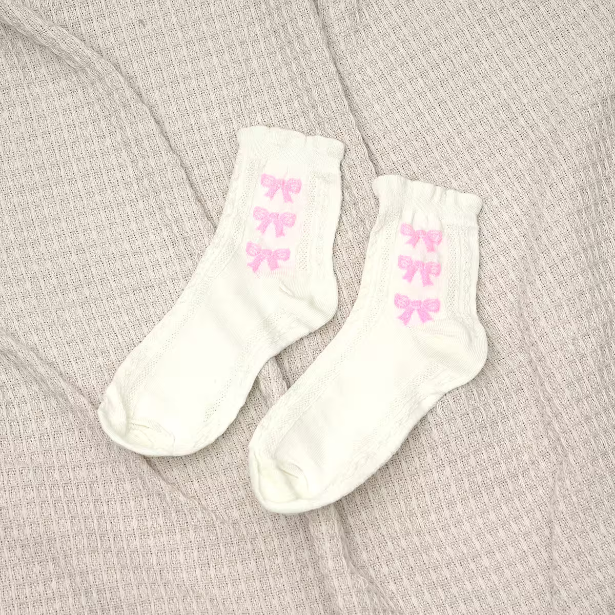 白粉蝴蝶結&times;中筒襪&times;五雙套件襪子組-第5張